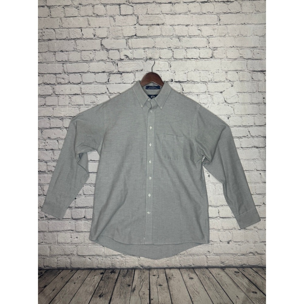 Stafford Wrinkle Free Mens Button Down Shirt Gray Long Sleeve Size XL